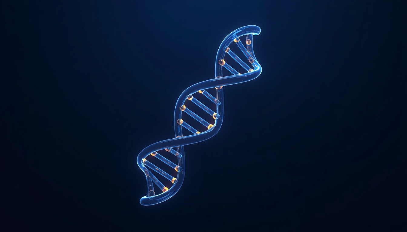 Glowing DNA double helix intertwining with a translucent brain silhouette, symbolizing genetic research into alcohol and brain health