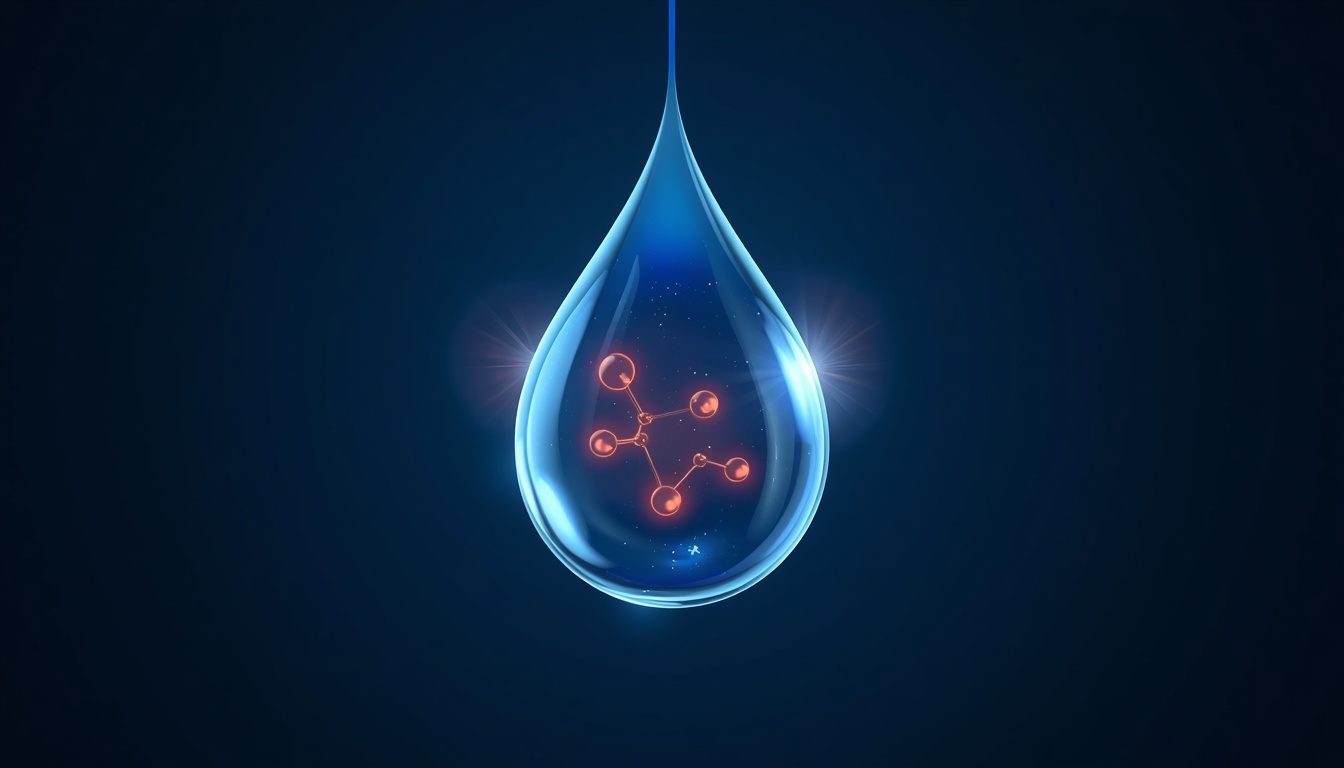 Glowing droplet representing blood sugar and glucose molecules