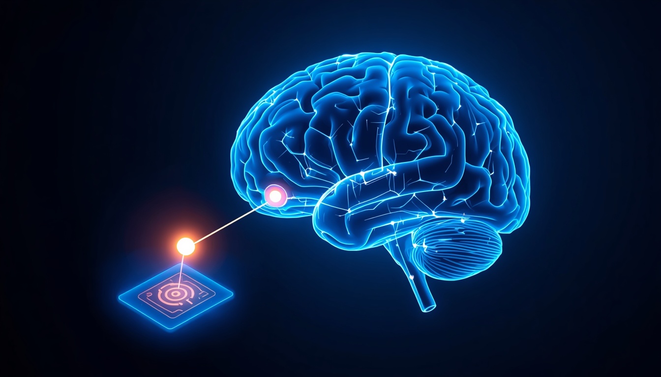 Glowing wireframe brain illustration with a connector line pointing to a magnifying glass icon representing important caveats and careful interpretation